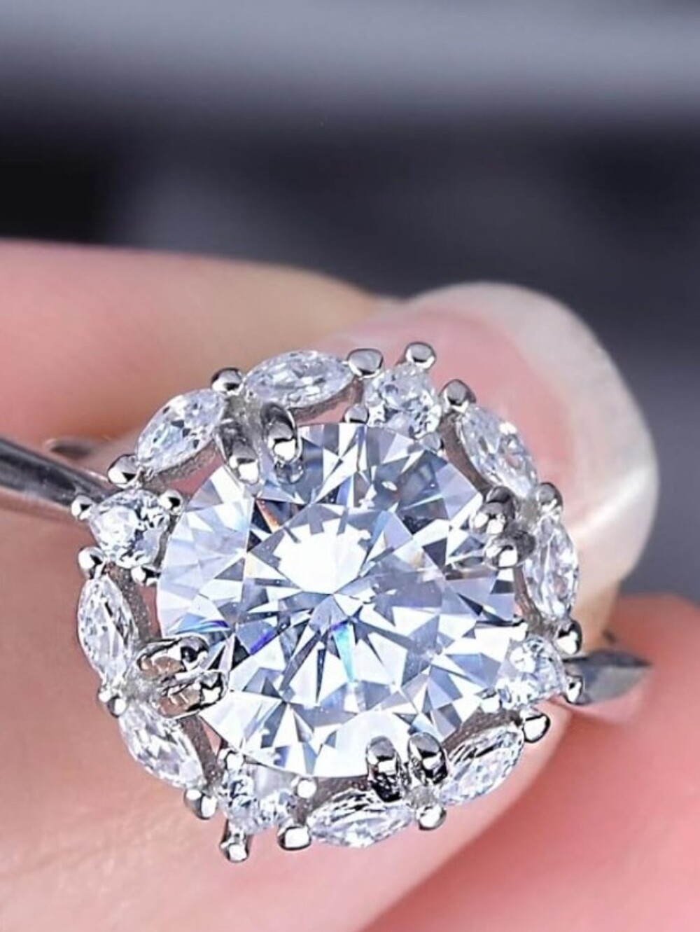 Genuine Moissanite 3 Carat Ring 18K White Gold Vermeil Size 8! - Picture 12 of 15
